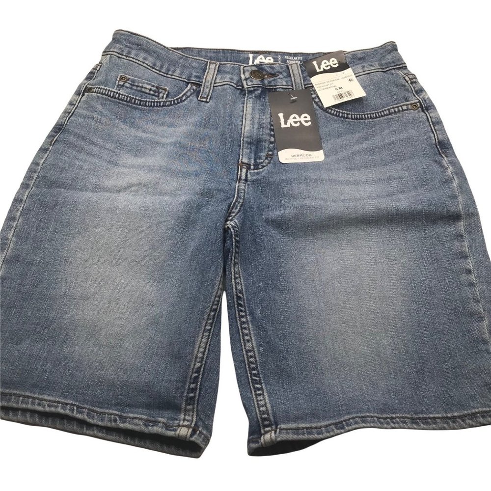 Lee Women's 6M Midrise Bermuda Reg Fit Ultramarine Short Blue Denim Jean New